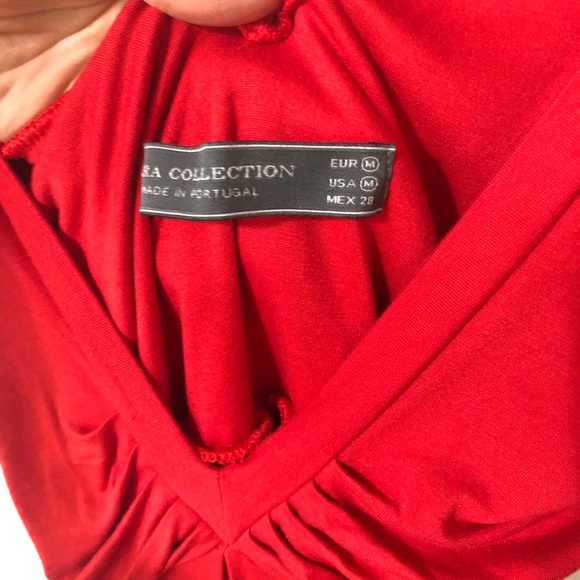 Red Plunging V-Neck Zara Dress - Picture 4 of 6